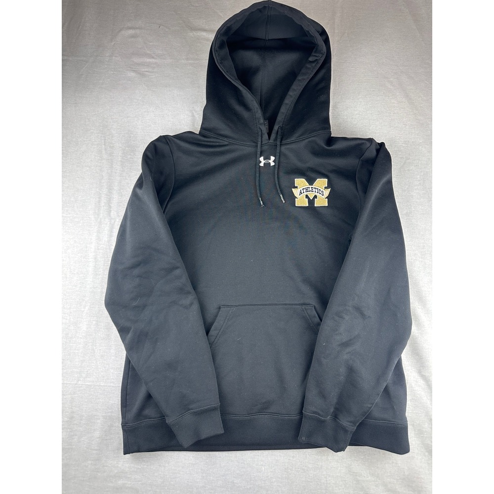 Under Armour Athletics Hoodie Mens Medium Black Gold Embroidered Pullover Fleece